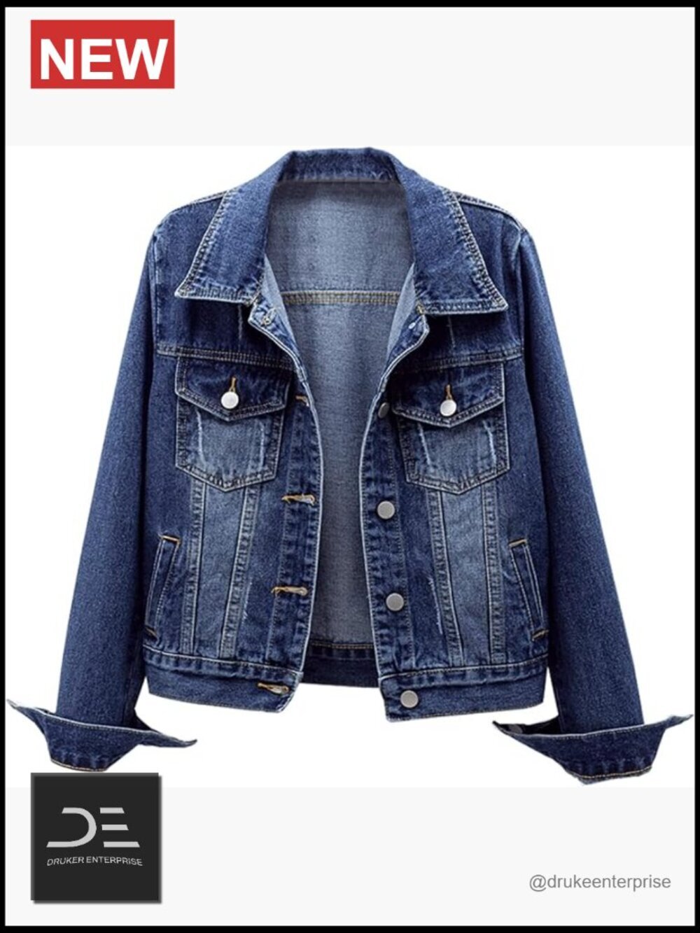 Long Sleeve Button Down Distressed Denim Jacket Jean Coat